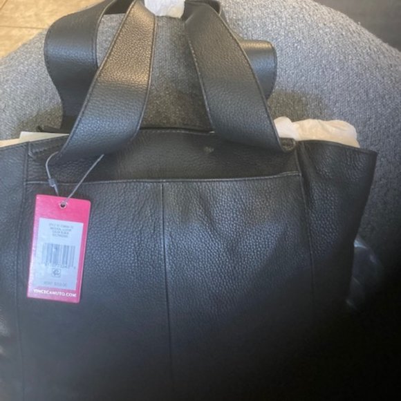 Vince Camuto Black Leather Tote with Dustbag - Picture 3 of 9